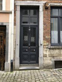 Closed door of building