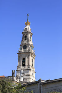 Low angle view of building against clear blue sky