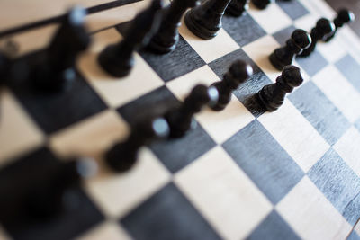 High angle view of chess board