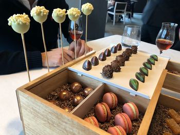 High angle view of food on table