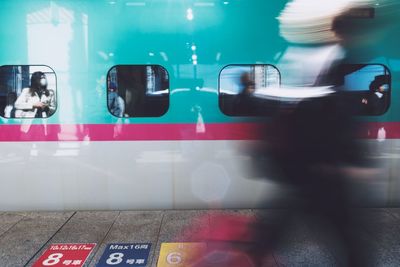 Close-up of train at subway station
