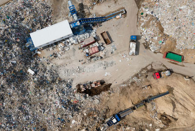 High angle view of garbage in street