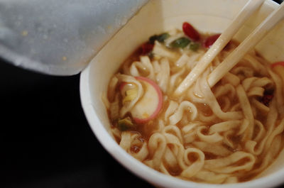 Close-up of noodles in bowl