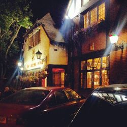 Illuminated building at night