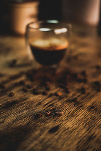 Close-up of coffee cup on table