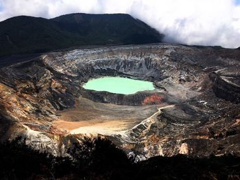High angle view of poas volcano