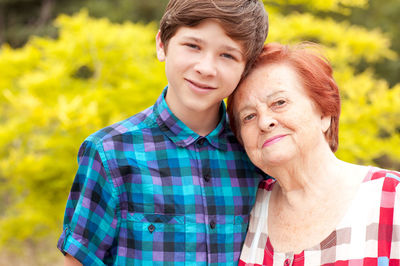 Senior woman with grandson at park