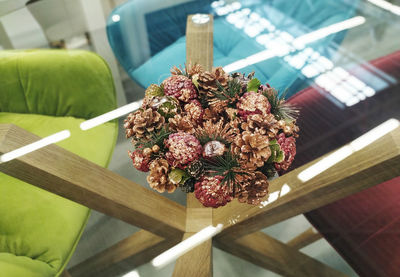 High angle view of flowering plant on table