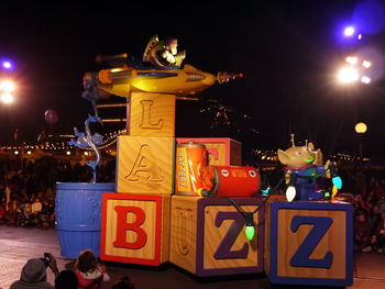 View of illuminated lights at night