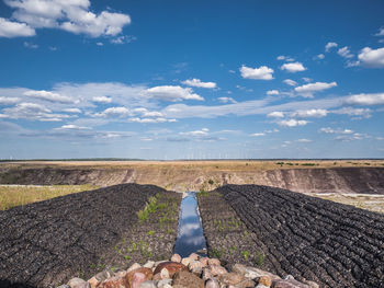 Scenic view of land against sky