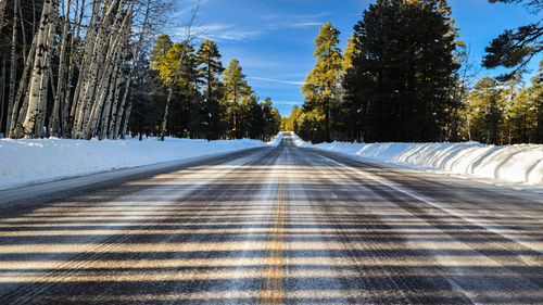 Road amidst trees against sky