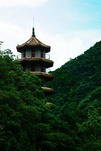 Gazebo by building against sky