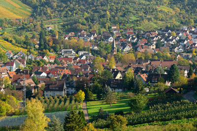 Germany, baden-wuerttemberg, stuttgart, aerial view of vineyards at rotenberg.