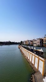 Scenic view of river against clear blue sky