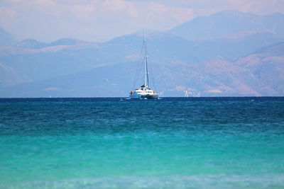 Boat sailing in sea