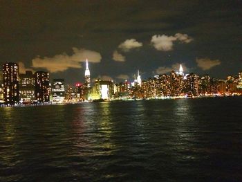 Illuminated city at night