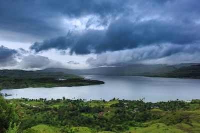 Storm clouds over landscape