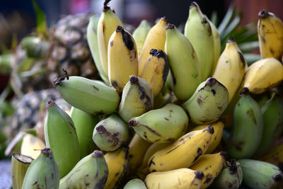 Full frame shot of fresh bananas in market