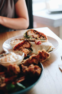 Close-up of pizza on table