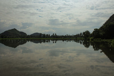 Scenic view of lake against sky