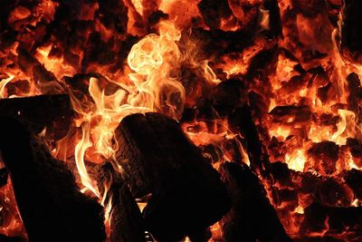 Close-up of bonfire at night