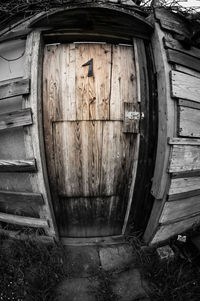 Closed door of old building