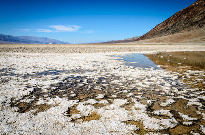 Scenic view of landscape against blue sky