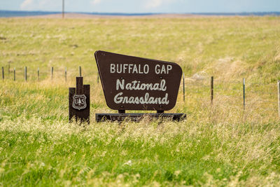 Information sign on field