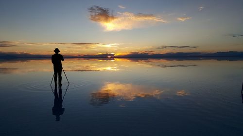 Scenic view of sunset over sea