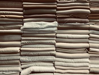 Full frame shot of stacked cloth