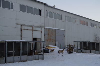 View of abandoned building in winter