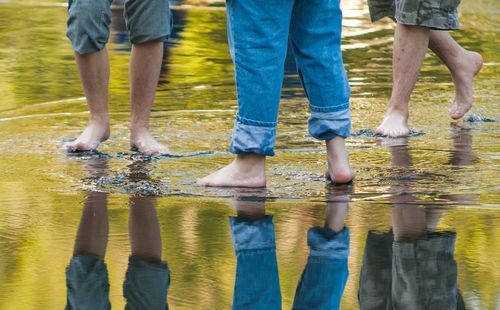 Low section of people standing in water