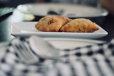 Close-up of bread on plate