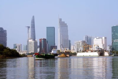 City skyline at dusk