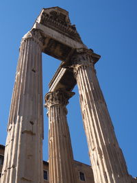 Low angle view of old ruins against clear sky