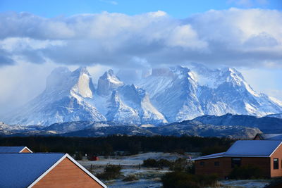 Scenic view of mountains against sky