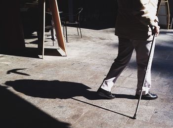 Shadow of woman on wall