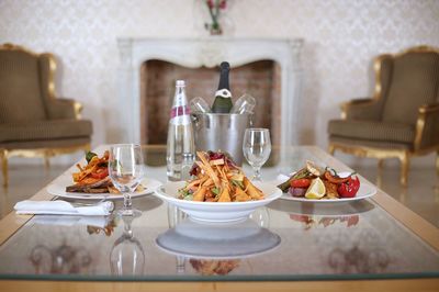 Close-up of food on table