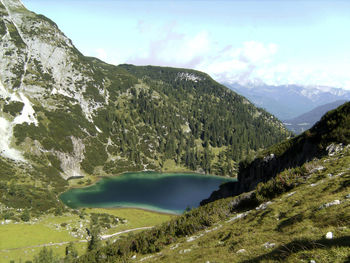 Scenic view of mountains against sky