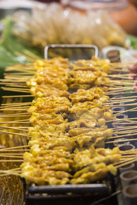 High angle view of meat for sale in market