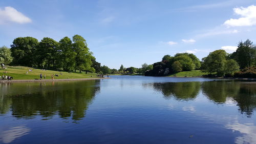 Scenic view of lake against sky