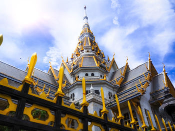 Low angle view of temple building against sky