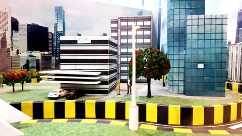 Modern buildings against sky in city