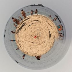 High angle view of people on beach