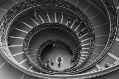 High angle view of people on staircase