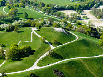 High angle view of golf course