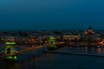 Illuminated city at waterfront