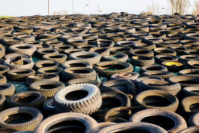 View of abandoned tires outdoors