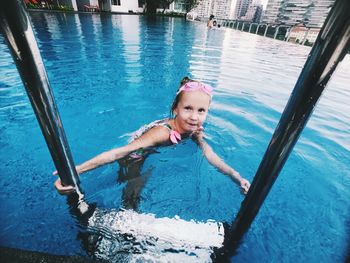 Portrait of girl in swimming pool