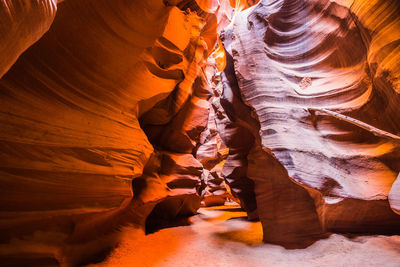 Low angle view of illuminated canyon